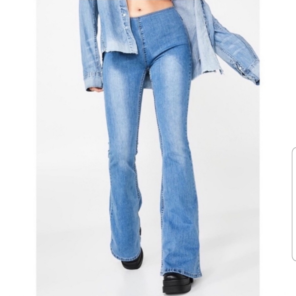 Newbury Kustom Flare Wide Leg Denim Jeans Medium